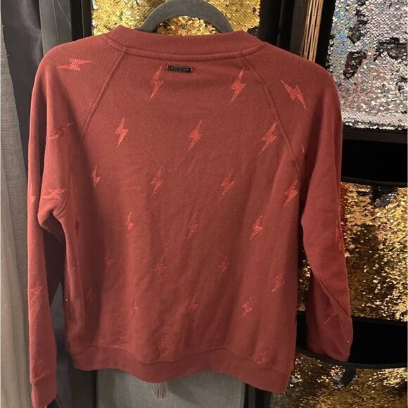 small betsey johnson glitter lightning bolts crewneck pullover sweatshirt top - Picture 1 of 6